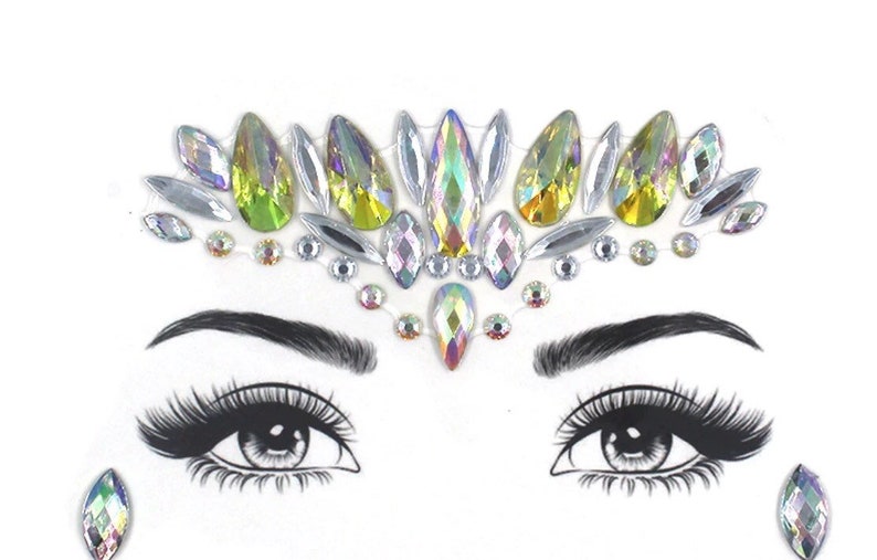Face Gem Sticker Gold Holographic Rave Face Jewel Sticker Etsy