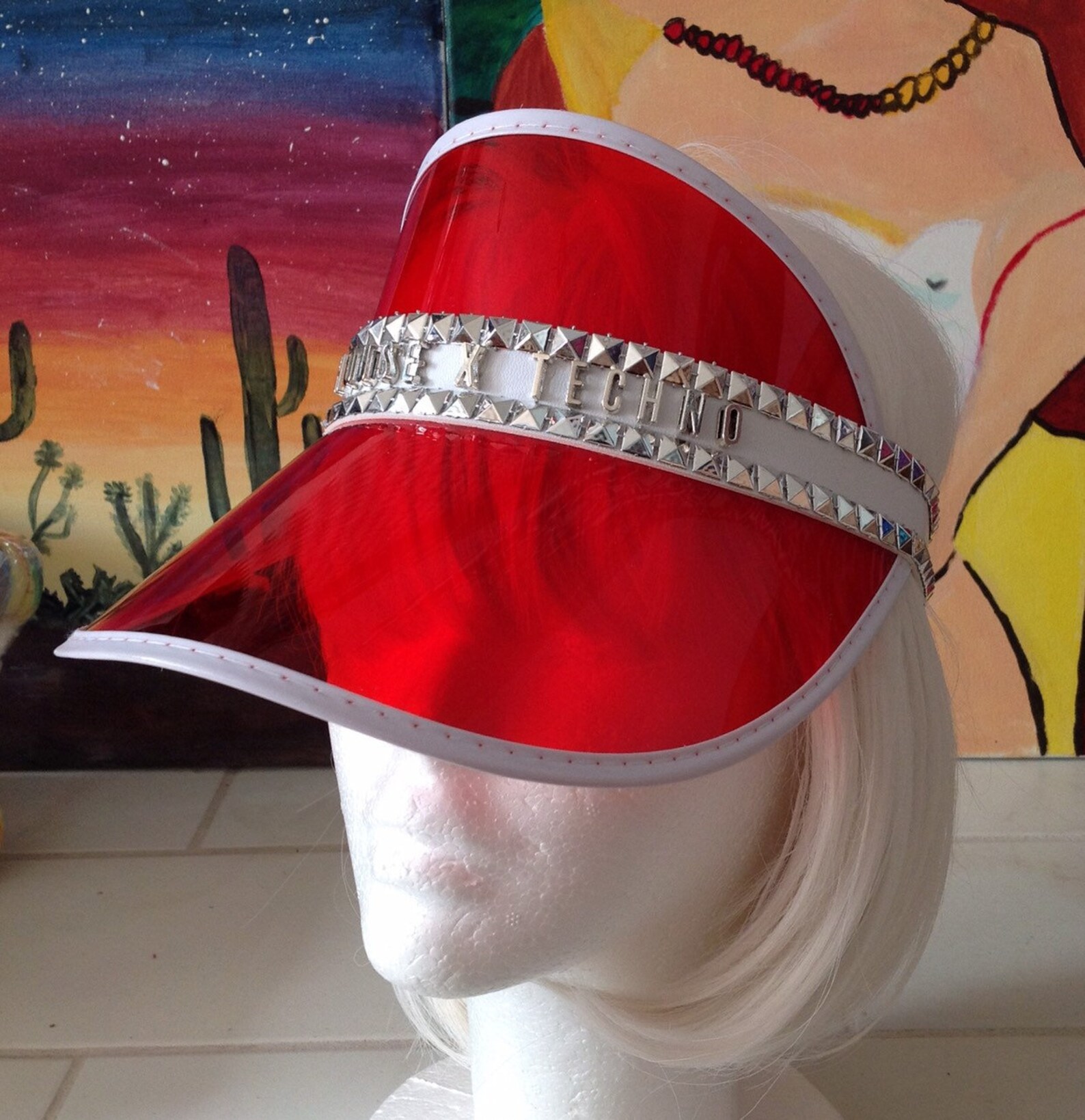 Red Retro Visor Red Personalized Sun Visor Red Beach Visor Etsy