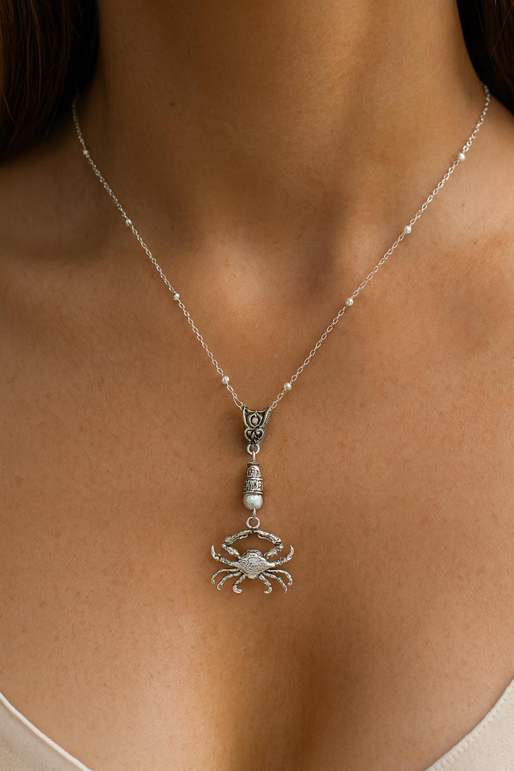 Crab Handmade Necklace on a Sterling Silver Chain
