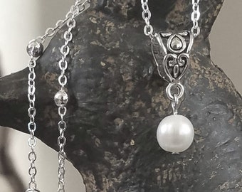 Pearl Necklace Handmade On Sterling Silver Chain