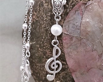 Musical Pearl Necklace On A Sterling Silver Chain