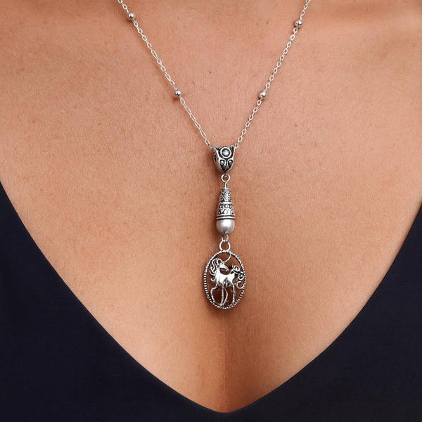 Unicorn Handmade Semiprecious Necklace on a Sterling Silver Chain