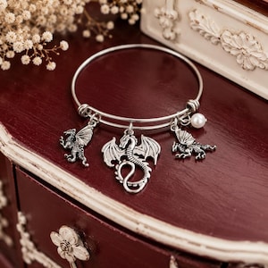 Dragon Handmade Semiprecious Expandable Charm Bracelet