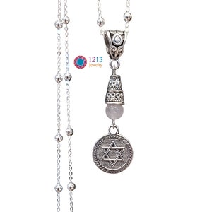 Jewish Israel Rose Quartz Star Of David Necklace Handmade On A Sterling Silver Chain Double Sided Charm