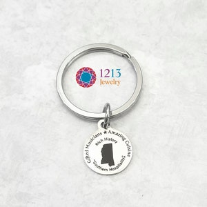 Mississippi Handmade Stainless Steel Laser Engraved Key Ring
