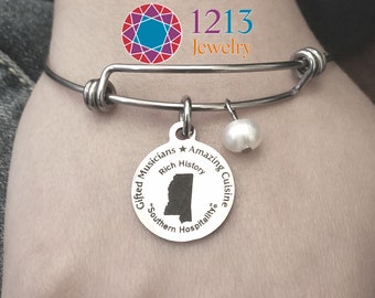 Mississippi Pearl Bracelet Handmade Stainless Steel Expandable