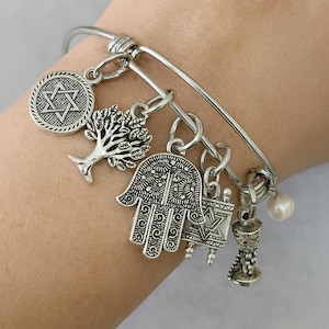 Jewish Handmade Pearl Expandable Charm Bracelet