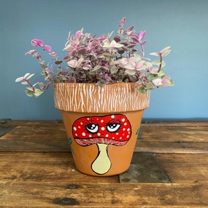 Hand-Painted Mushroom Planter