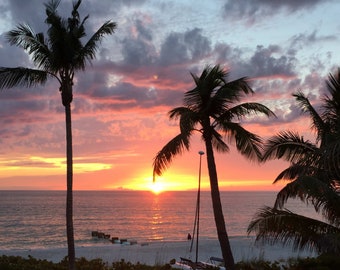 Professional Photograph of Breathtaking SUNSET Over OCEAN in Naples, FLORIDA!