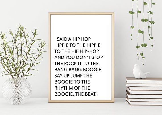 Rappers Delight Lyrics Poster Printable Wall Art Black Etsy
