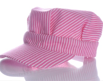 Girls Striped Engineer Hat (PINK)