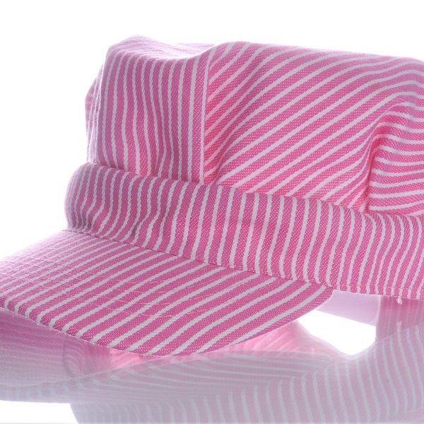 Girls Striped Engineer Hat (PINK)