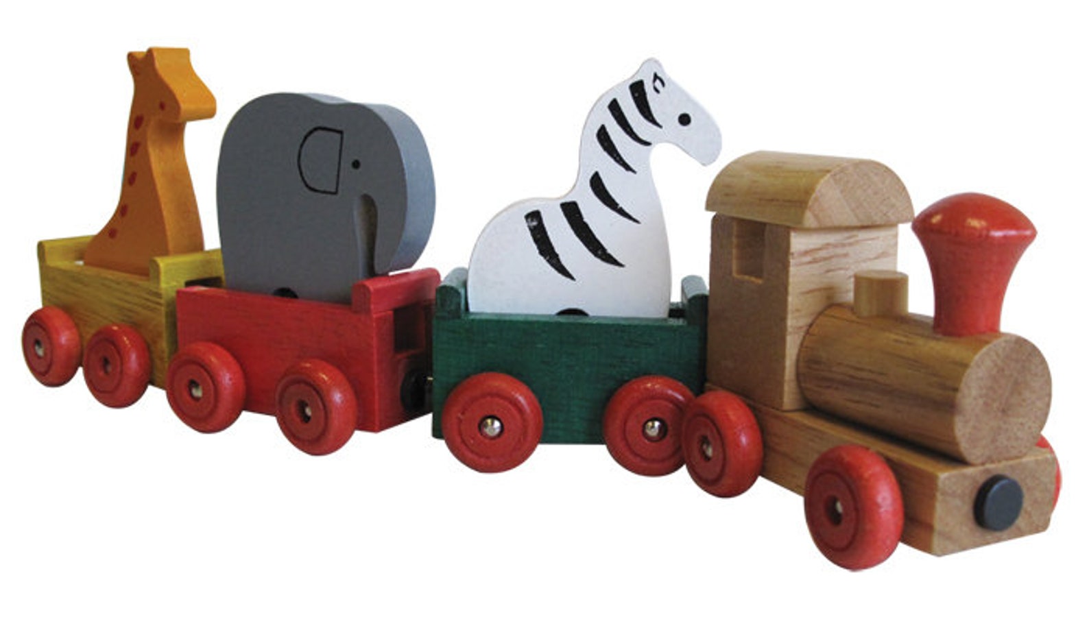 Wooden Zoo Animal Train Set Etsy