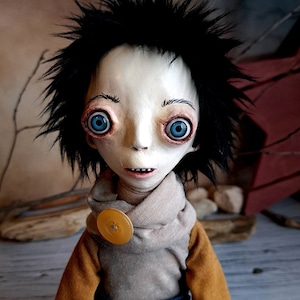 不気味なピエロのアートドール、OOAKハンドメイドサーカスソフト