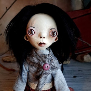 Beautiful Handmade Doll, Creepy Art Doll, Bookshelf Art, OOAK Art Doll, Collector Items, Gift For Her, Unique Gift Ideas, Hand Sculpted OOAK