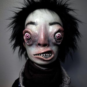 Creepy Gothic Doll OOAK Handmade Horror Art Doll, Spooky Strange Boy with Skull Details Weird Haunted Decor, Soft Body Misfit Collectible