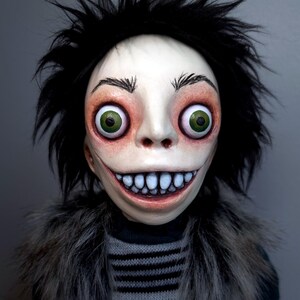 Gothic Art Sculpture, Creepy Handmade Doll Figurine for Collectors and Dark Home Decor