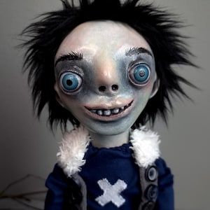 Creepy Cute Gothic Art Doll, Strange Oddity, Handmade Weird Boy Doll, Spooky Collectible Figurine, Haunted Sculpture, Unusual Horror Decor