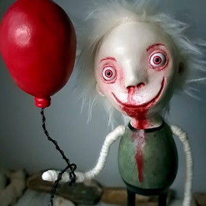 Creepy Cute Art Sculpture,  Spooky Handmade Doll Statue for Gothic Home Decor, Unique Dark Collectible, OOAK Figurine for Halloween