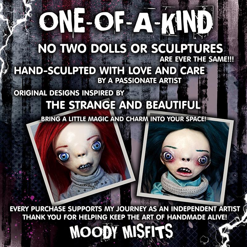 不気味なブードゥー人形、ゴシックホラー彫刻、不気味な手作り