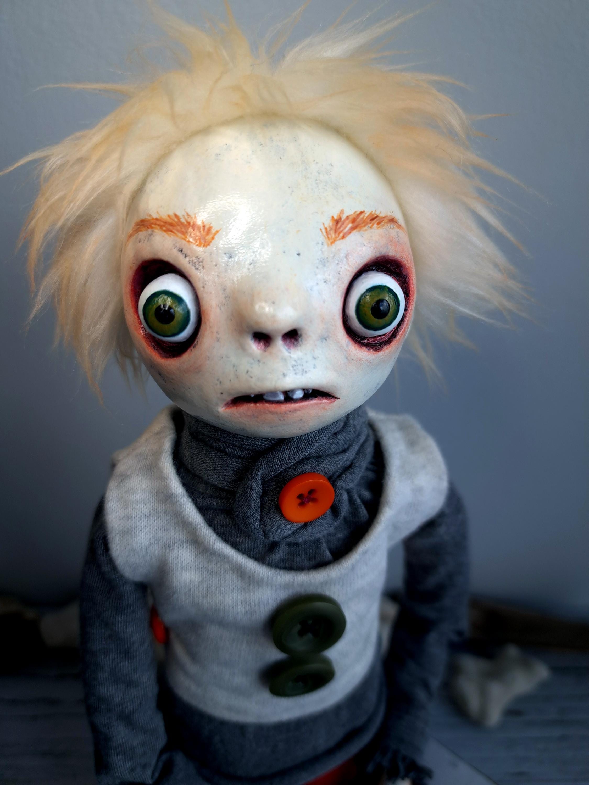 Handmade Art Doll, Quirky Creepy Whimsical Soft Sculpture, Unique