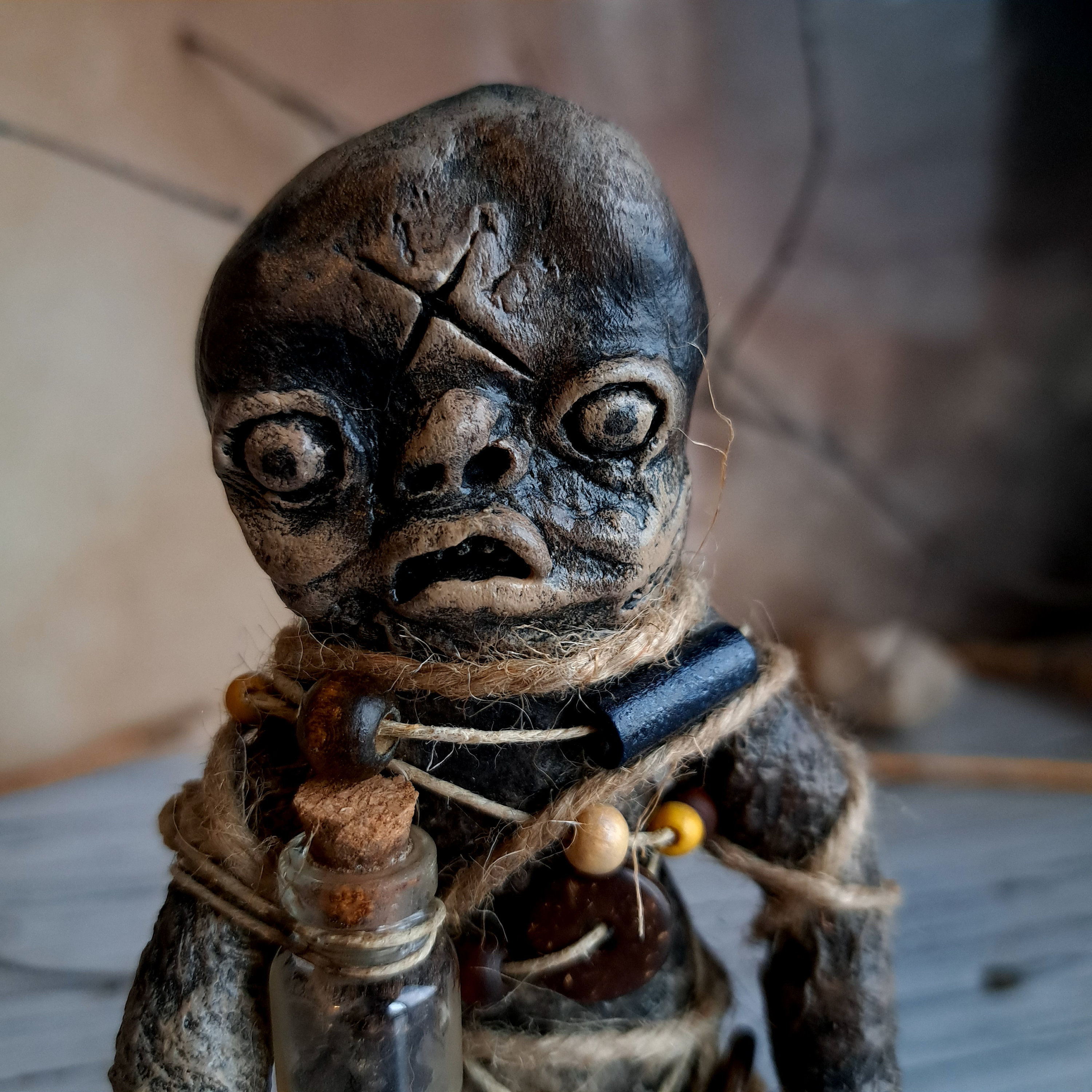 海外作家 アートドール chercheto 手作りブードゥー人形、奇妙なOOAKアート彫刻、不気味なゴシックダーク