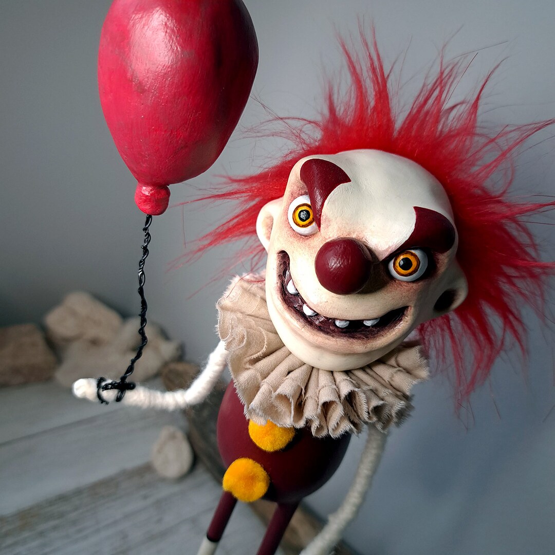Creepy Clown Statue Scary Clown Figurine Halloween Home Etsy