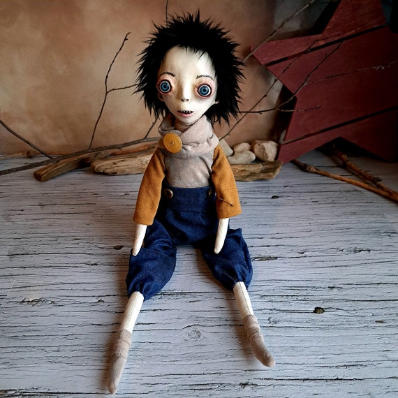 OOAK クレイアートドール：手作りの奇妙なホームデコレーション（16.5