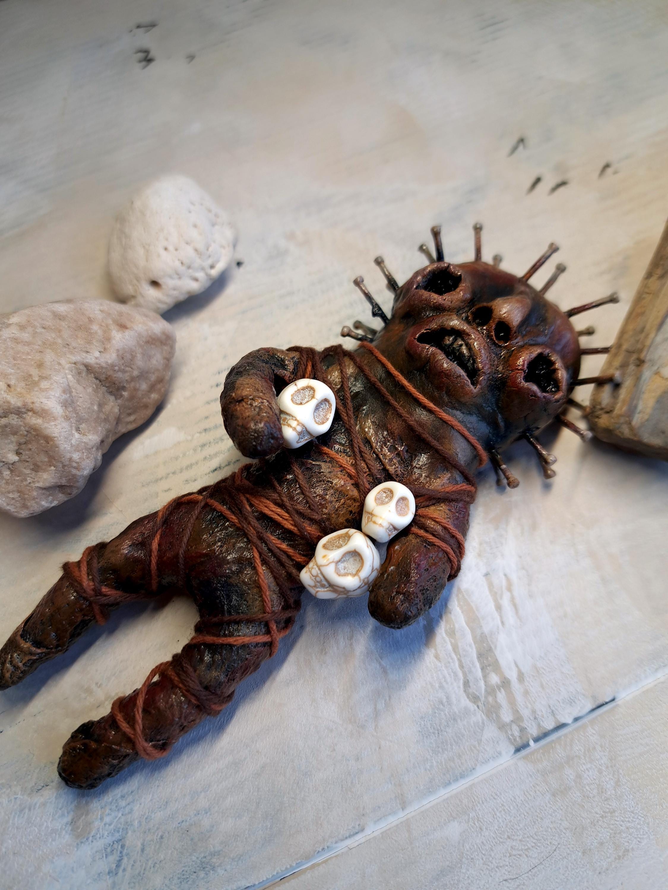 Voodoo Doll Occult Decor, Witchcraft Decor Dark Folk Art, Creepy