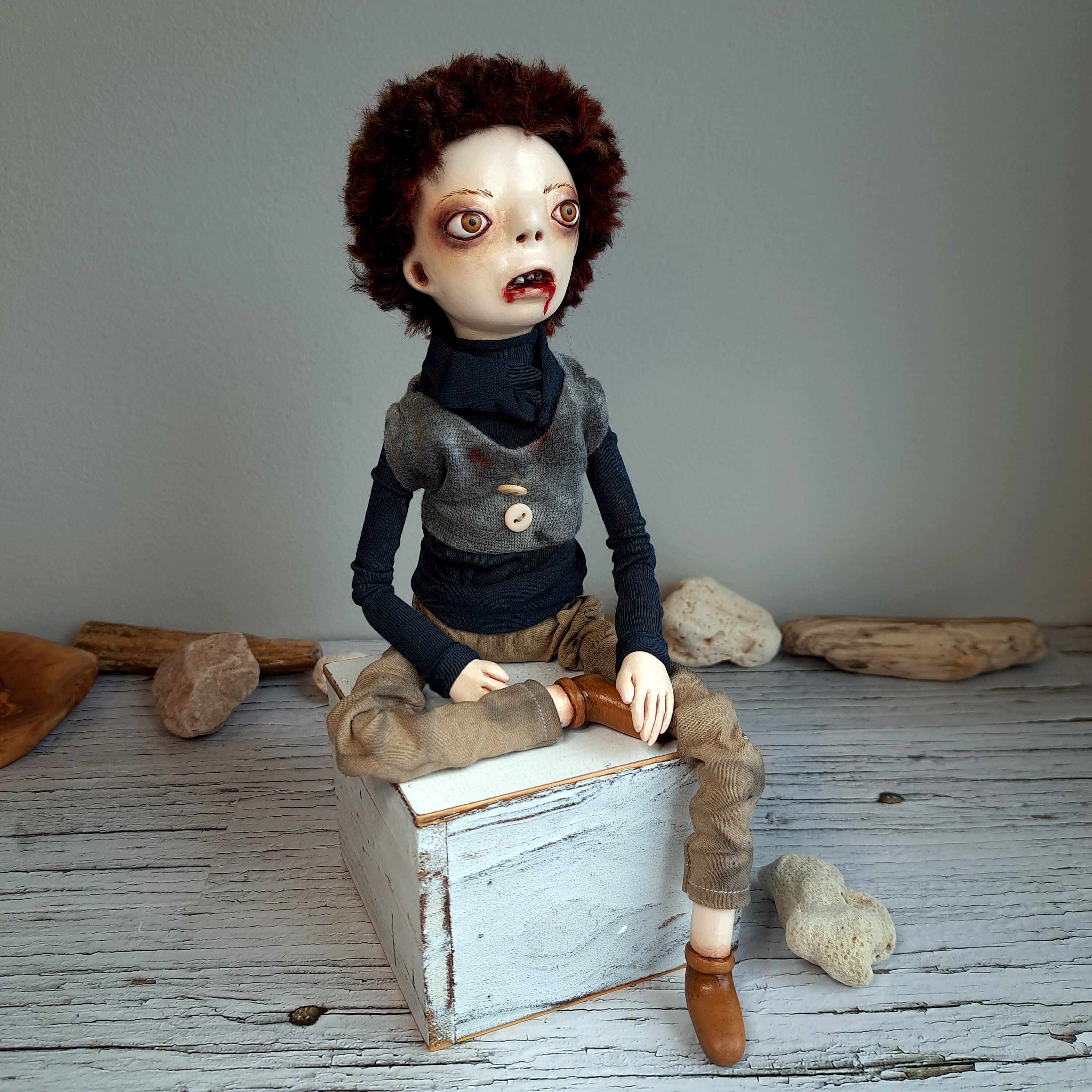 OOAK Creepy Boy Art Doll: Handmade Edgy Goth Decor - Etsy