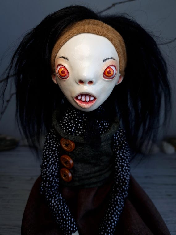OOAK Art Doll Sculpture, Handmade Original Character, Creepy