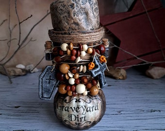 Graveyard Dirt Potion Bottle Witch Decor, Gothic Halloween Apothecary Jar, Spooky Home Decor