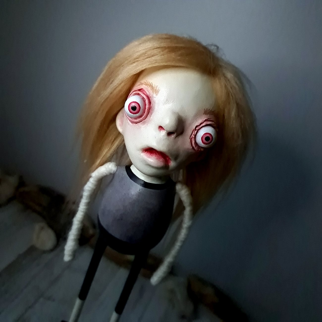 Strange Girl Sculpture, OOAK Art Doll Figurine, Unique Handmade