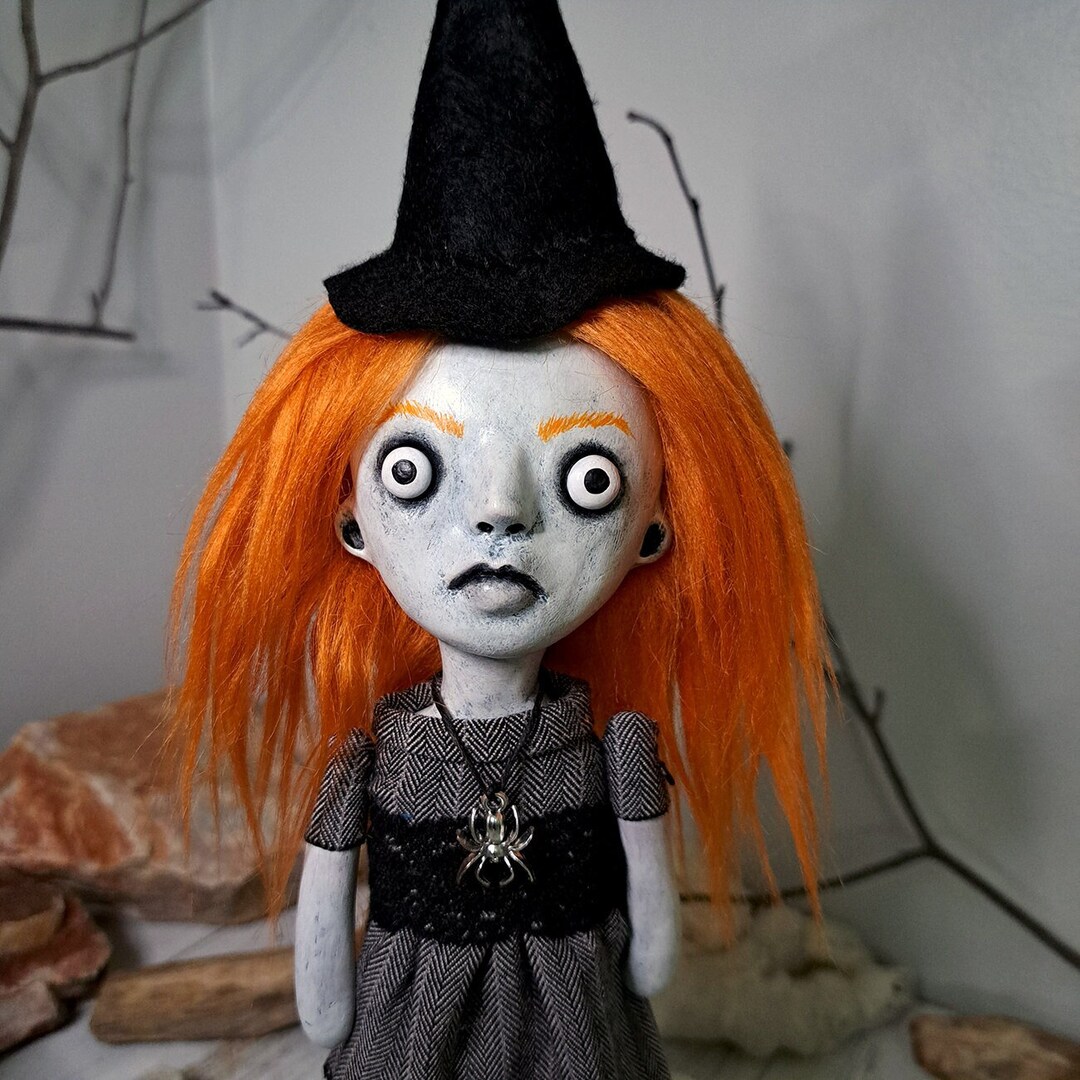 Spooky Witch Doll Sculpture Creepy Witch Figurine Halloween Etsy