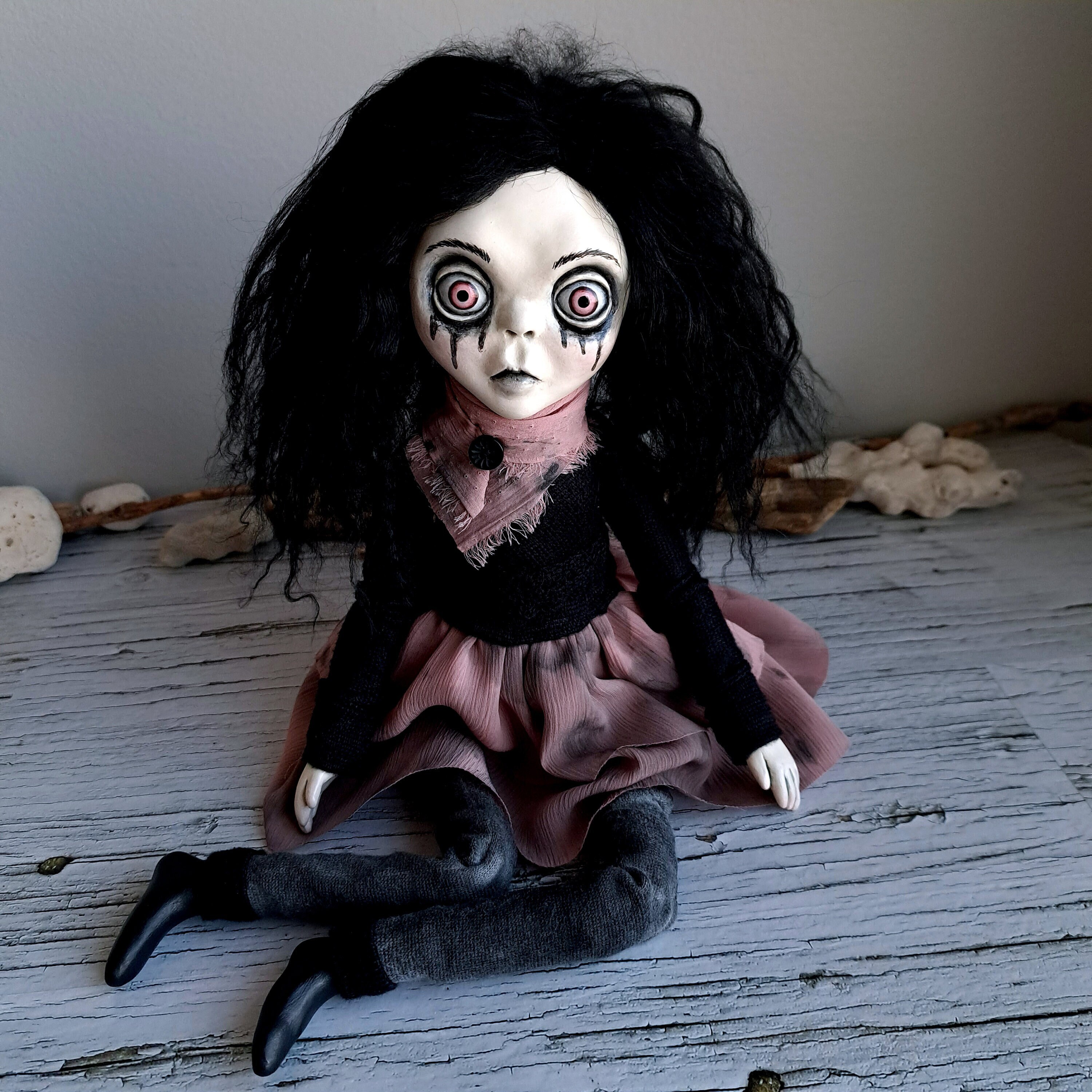 OOAK Gothic Art Doll, Creepy Doll, Gift For Her, Artist Doll, Clay Doll, One Of A Kind Art, Weird Gifts, Doll Collector, OOAK Strange Decor OOAK Gothic Art Doll, Creepy Doll, Gift For Her, Artist Doll, Clay Doll, One Of A Kind Art, Weird Gifts, Doll Collector, OOAK Strange Decor