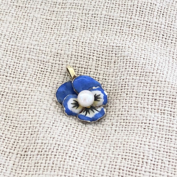 Antique Victorian 14k Gold and Enamel Pansy Charm