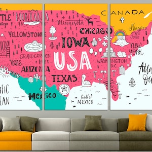 USA Karte USA Map Canvas USA Map Poster Landkarte USA Karte