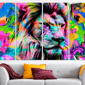 Colorful lion print Safari nursery print Colorful wall decor Lion home decor Lion art print Colorful room decor