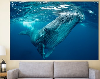 Arte de pared de ballenas Decoración del hogar de ballenas Impresión de arte de ballenas Impresión de ballenas Arte de baño de ballenas Arte de pared extragrande