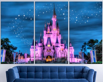 Princess Castle Canvas Art: Kids Room Decor, Blue Wall Art