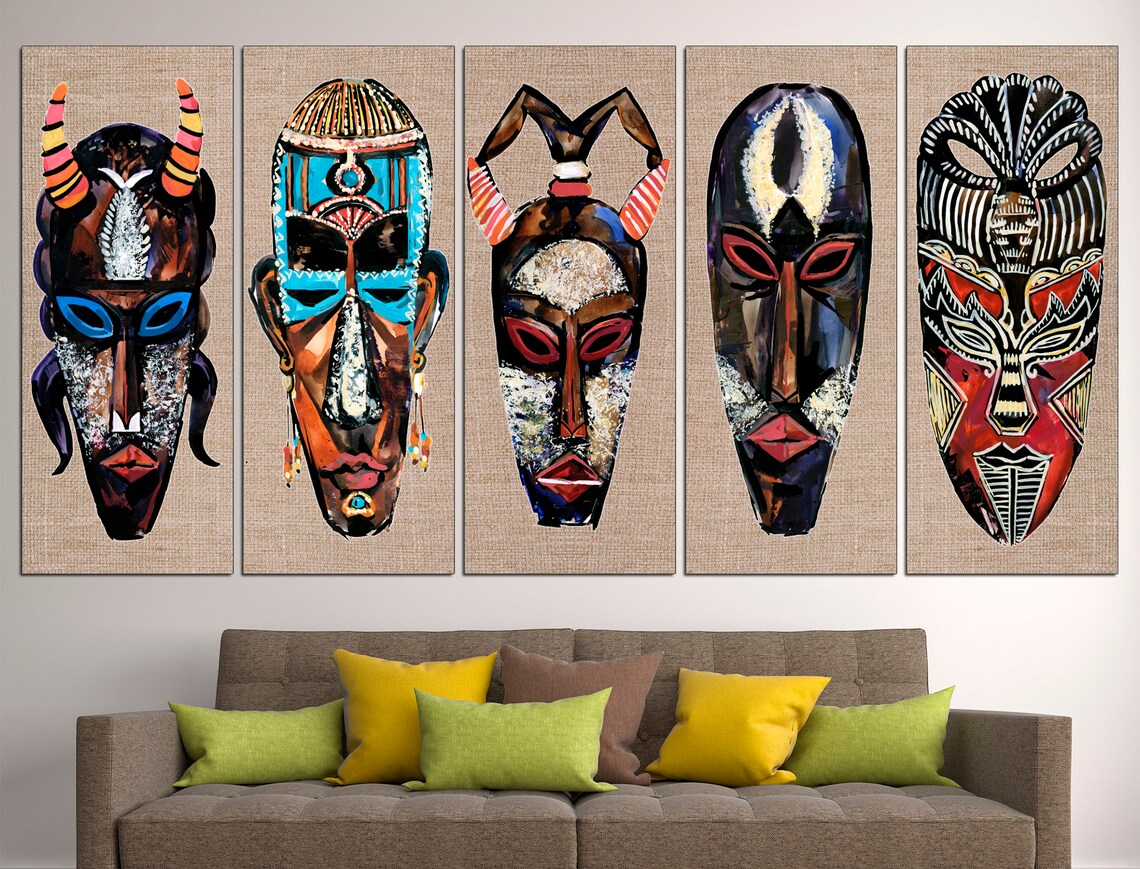 African mask canvas Tribal mask print African wall art African | Etsy