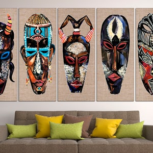 African mask canvas Tribal mask print African wall art African mask art African american art African poster