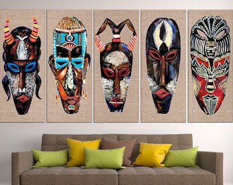 African mask canvas Tribal mask print African wall art African mask art African american art African poster