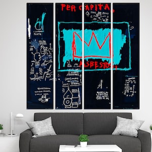 King of street art Urban wall art Graffiti poster Extra large wall art Banksy print Street art canvas 4 Panel
