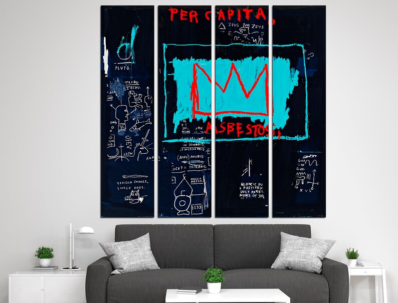 King of street art Urban wall art Graffiti poster Extra large wall art Banksy print Street art canvas 4 Panel