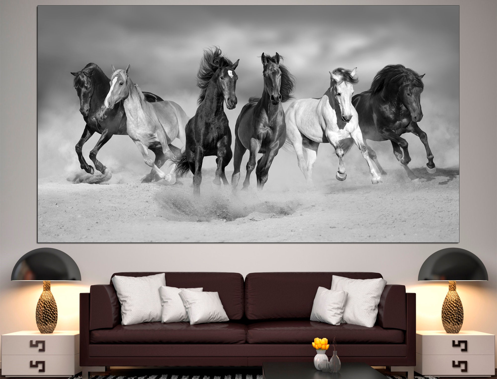 Wild Horses Black White Wall Art Horse Decor Black White Print Horse ...