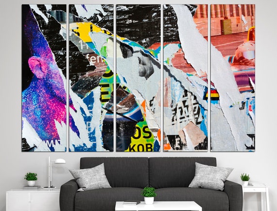 Grunge canvas Newspaper print Large canvas art Grunge wall art Abstract canvas art Neutral wall art