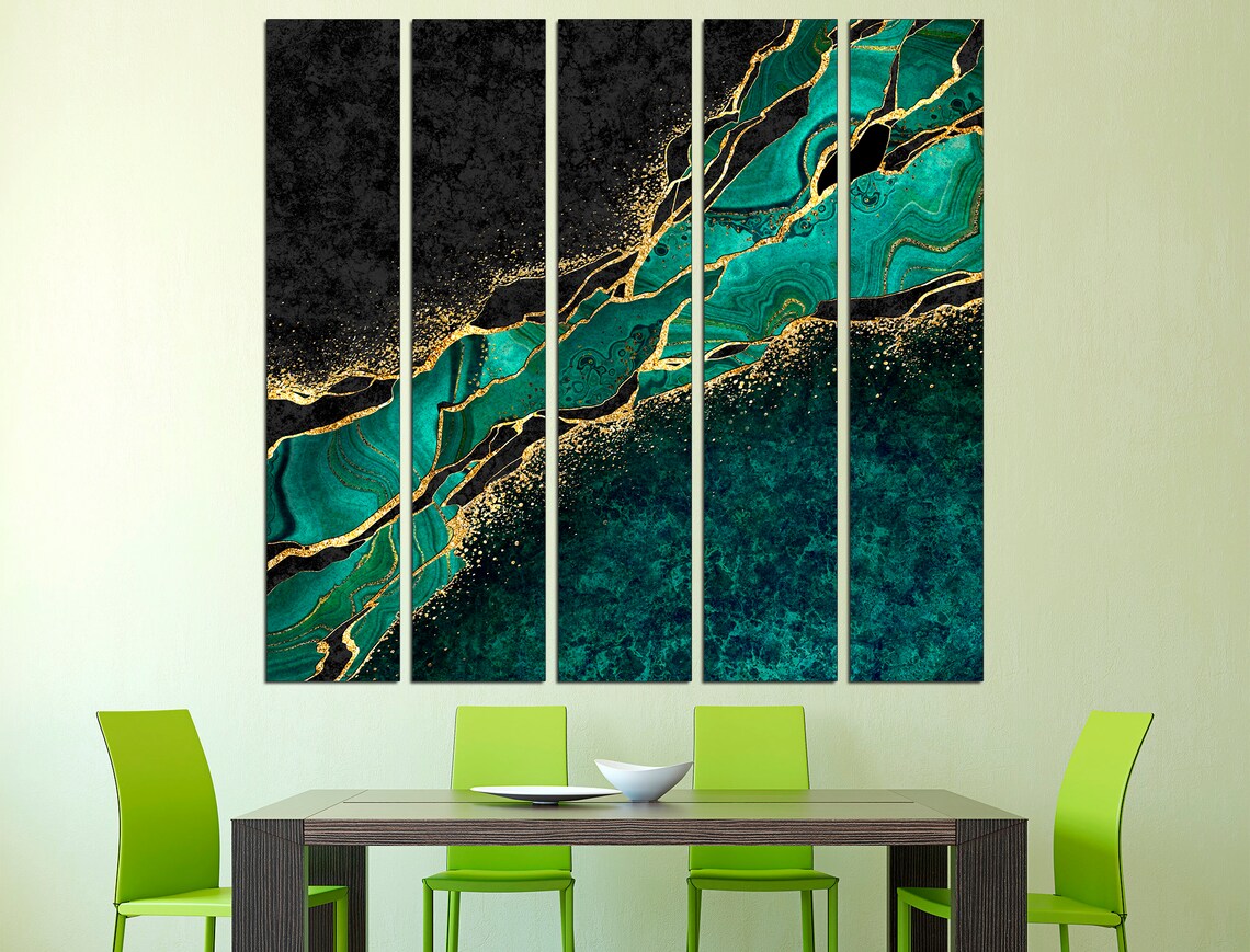 Emerald Green Canvas Print Art Deco Wall Art Emerald Green Etsy