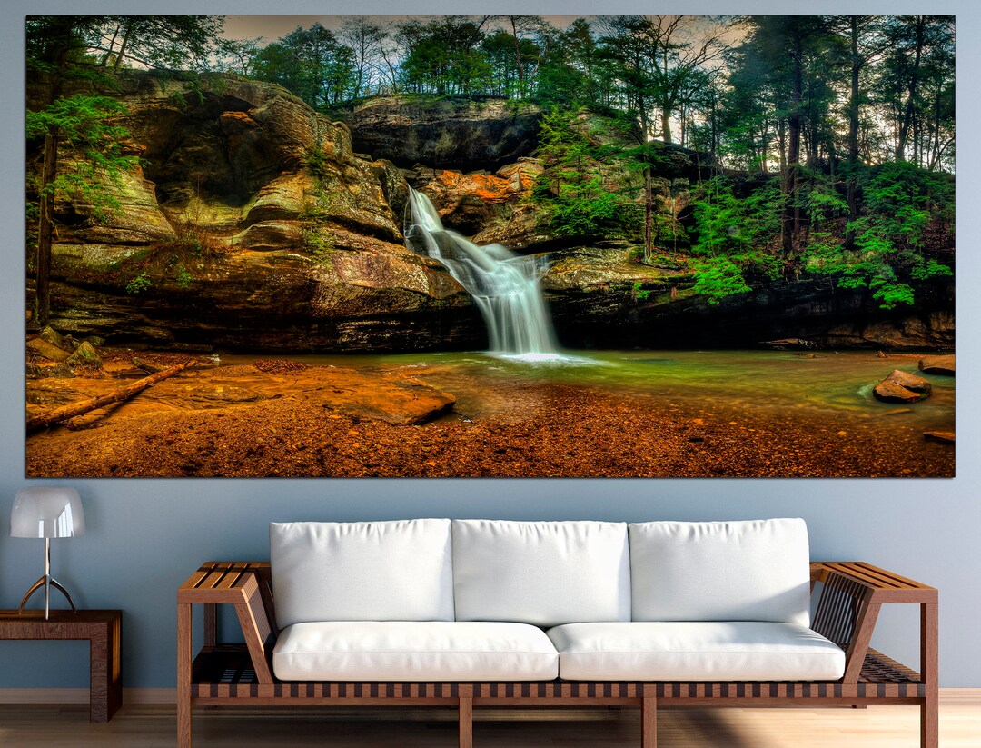 Waterfall Print Forest Canvas Waterfall Canvas Art Waterfall Wall Decor ...