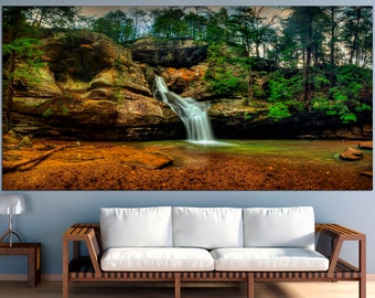 Waterfall Print Forest Canvas Waterfall Canvas Art Waterfall Wall Decor Large Canvas Art